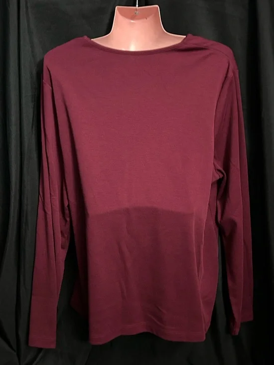 Croft & Barrow Women’s Classic Long Sleeve Crew Neck Top Burgundy 2X NWT - Picture 2 of 8
